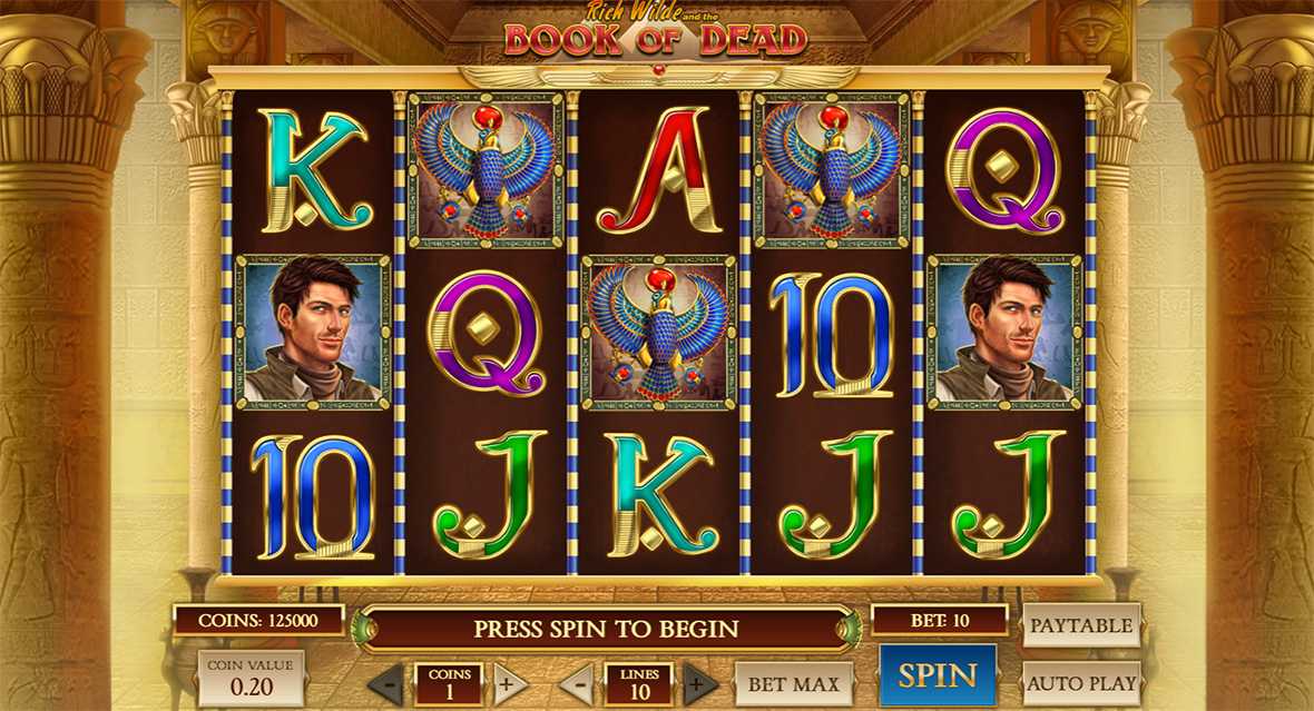 Book of Dead slot — interface do jogo com símbolos egípcios